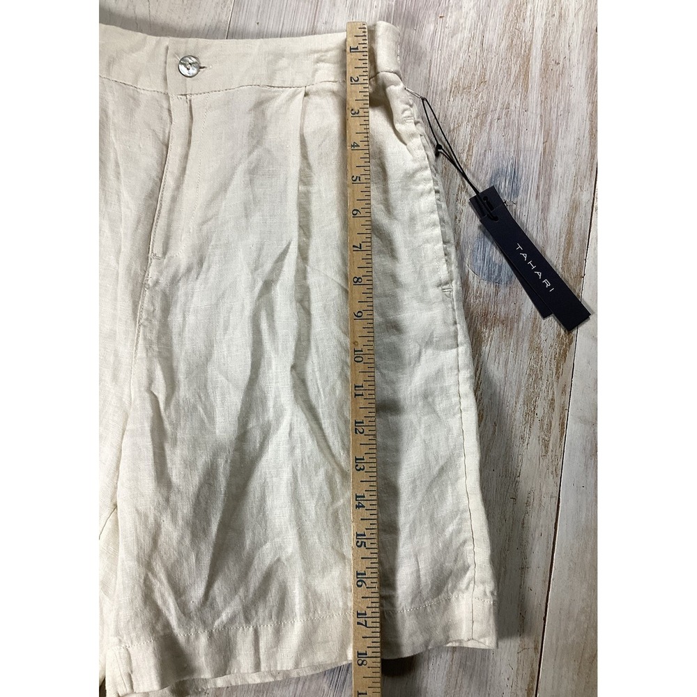 New‎ With Tags Tahari Cream Linen Shorts Women's Large - Picture 6 of 6